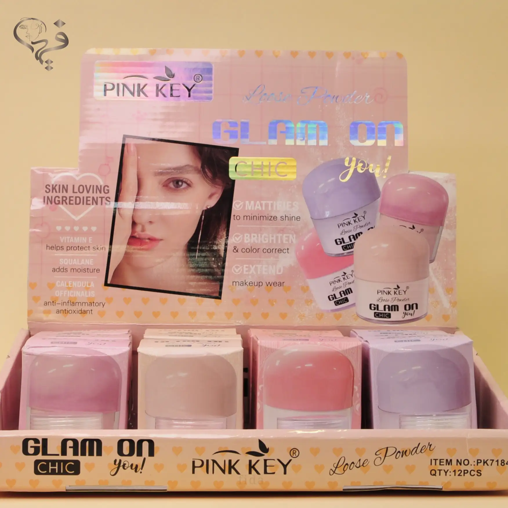 پودر فیکس 4 رنگ پینک کی Pink key