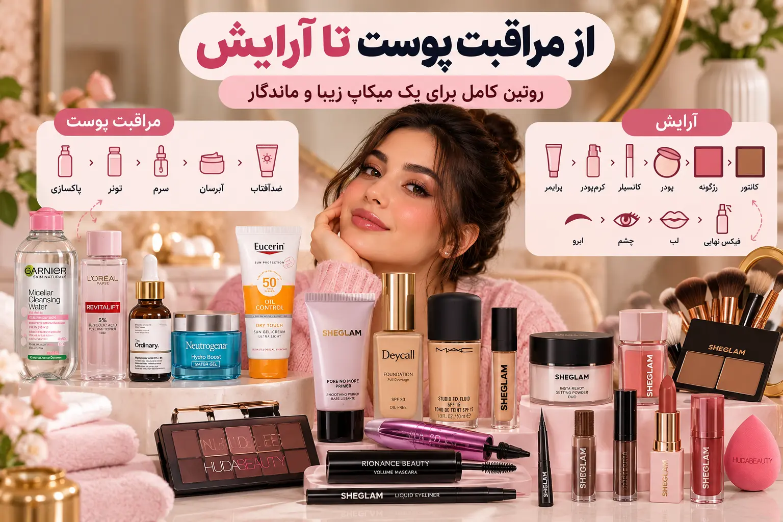 روتین کامل مراقبت پوست تا آرایش برای میکاپ زیبا و ماندگار