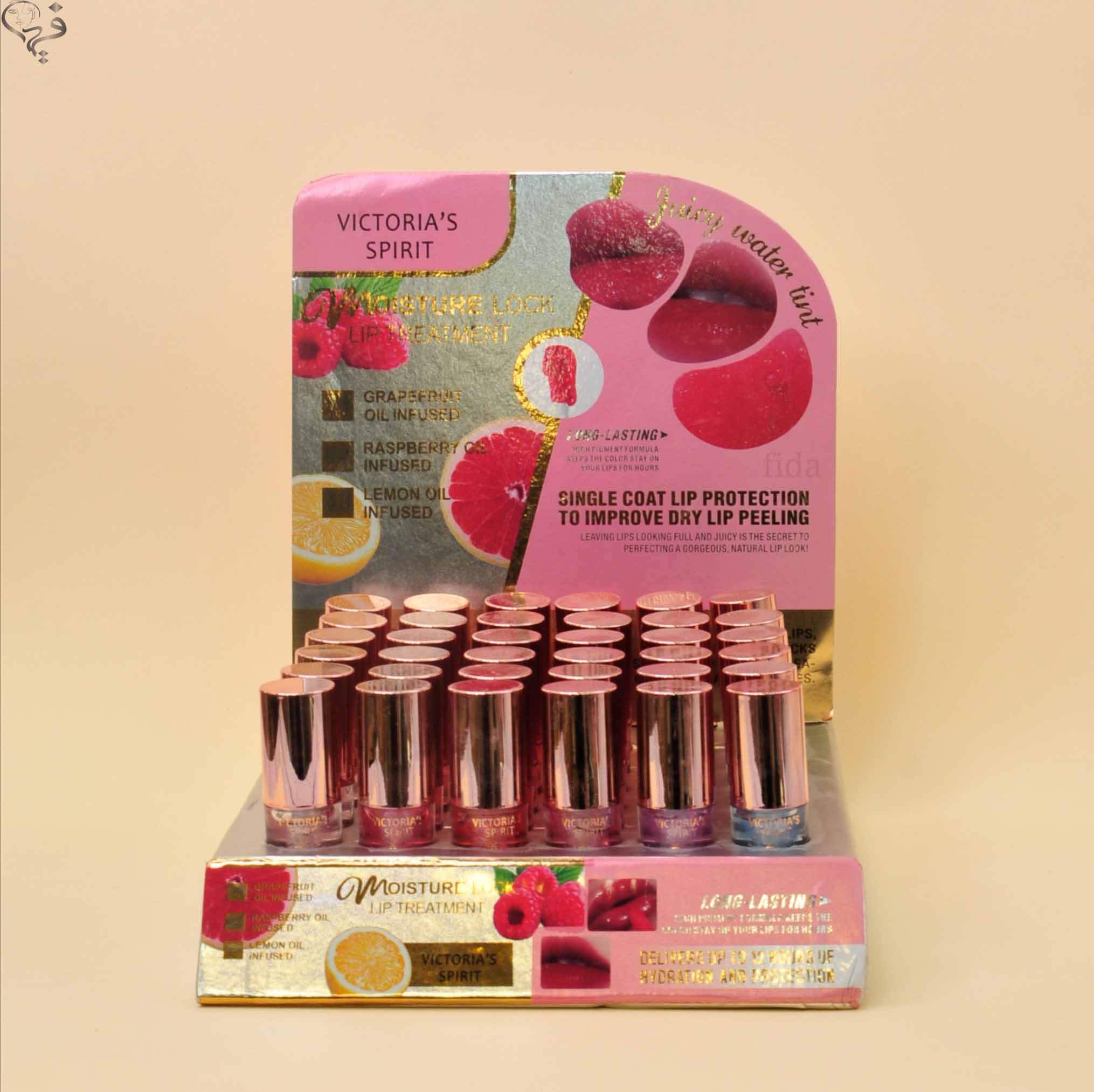 لیپ گلاس ویکتوریا اسپریت میوه ای درب طلایی Victoria secret spirit