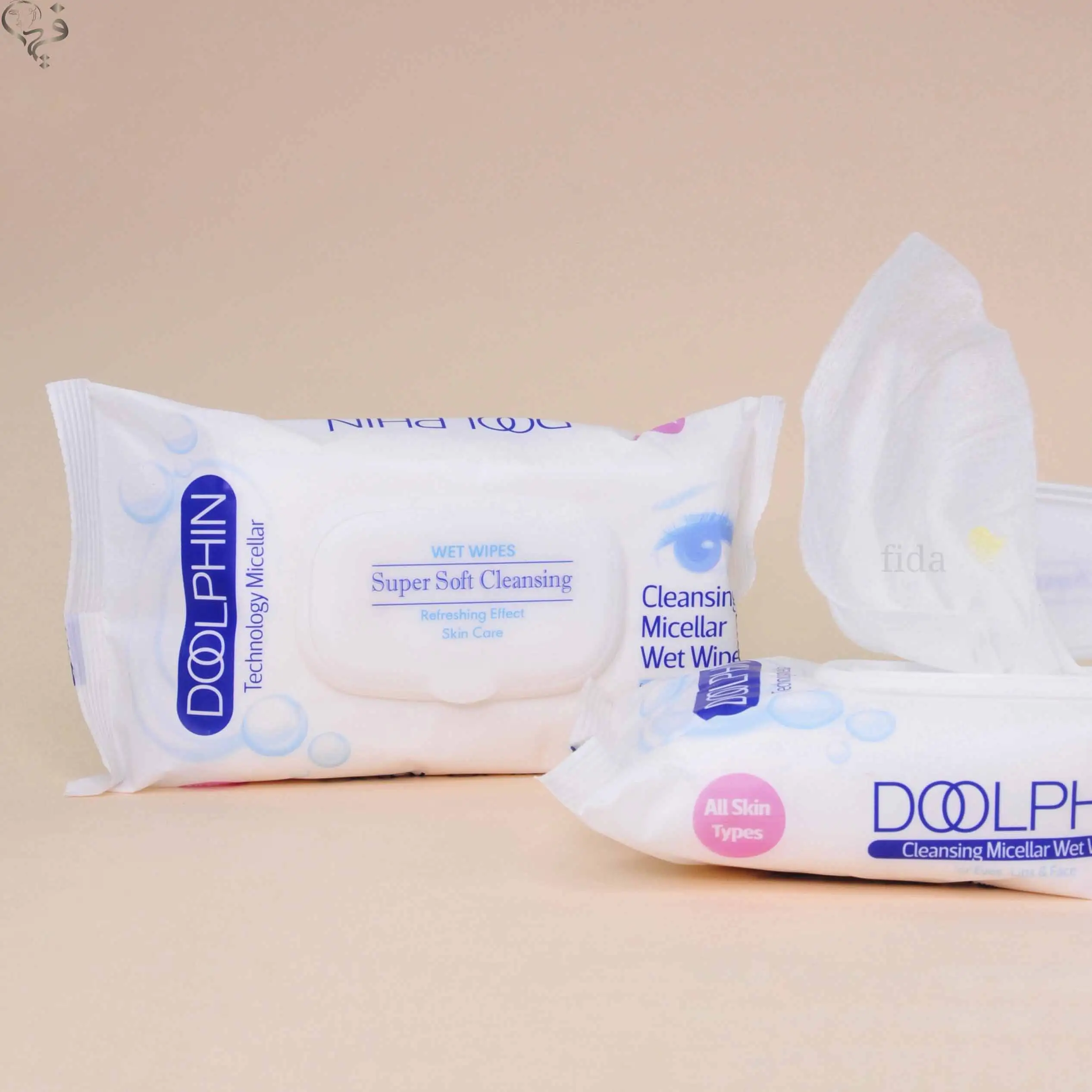 دستمال مرطوب پاکتی دلفین 60 برگی DOOLPHIN