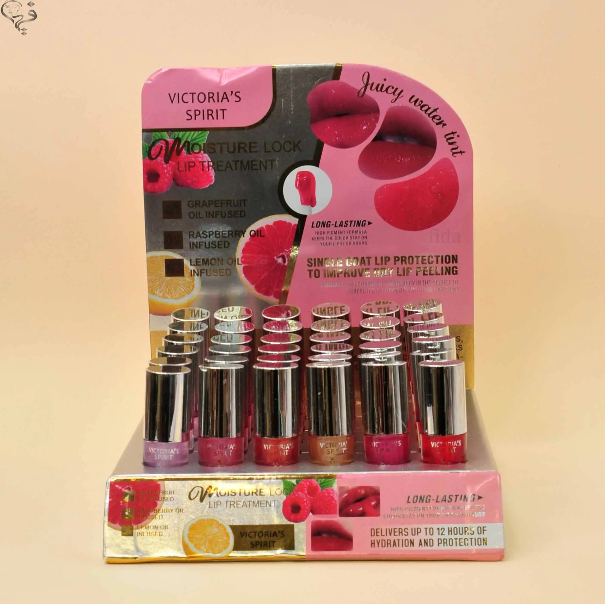 لیپ گلاس ویکتوریا اسپریت میوه ای درب نقره ای Victoria secret spirit 