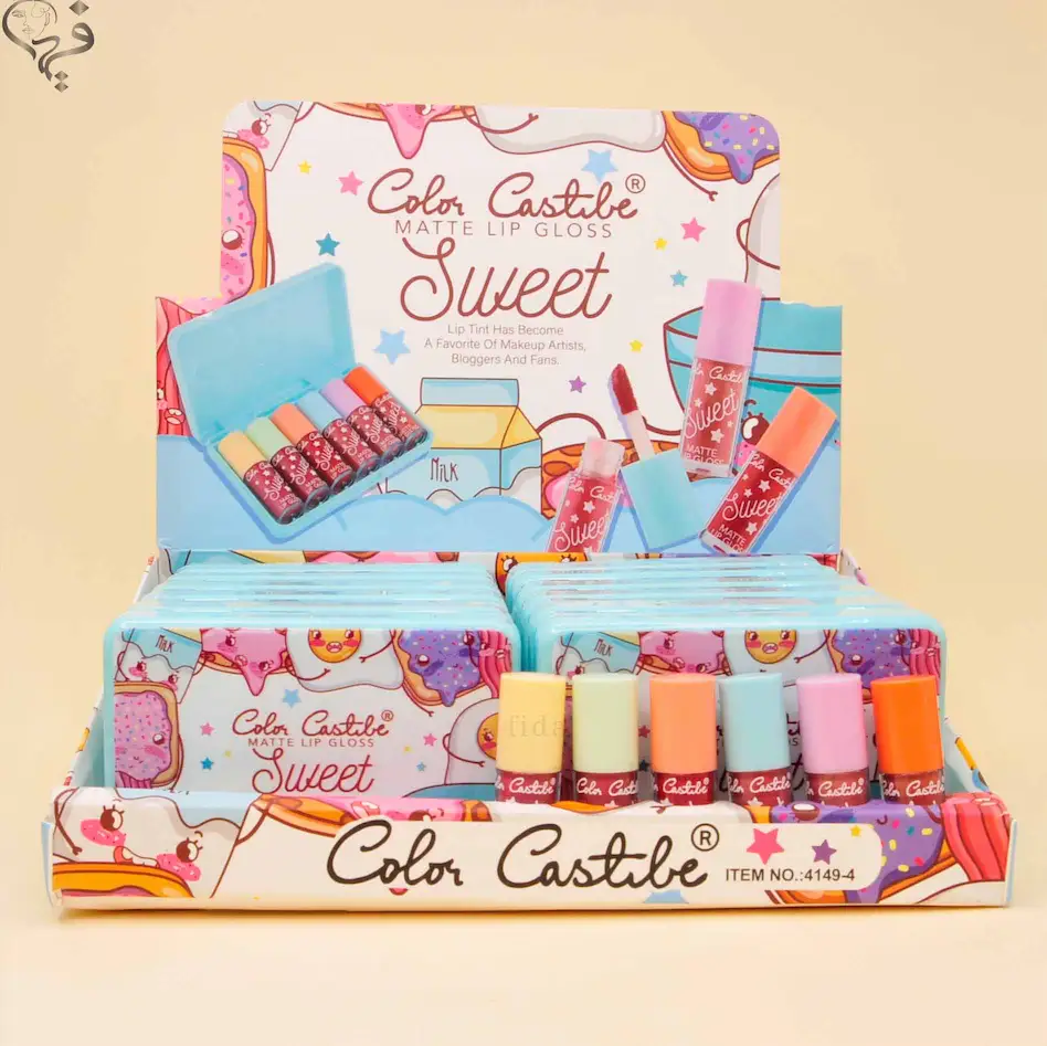 پک رژ لب مایع 6 تایی خرسی کالرکاستل جلد آبی Color castle 