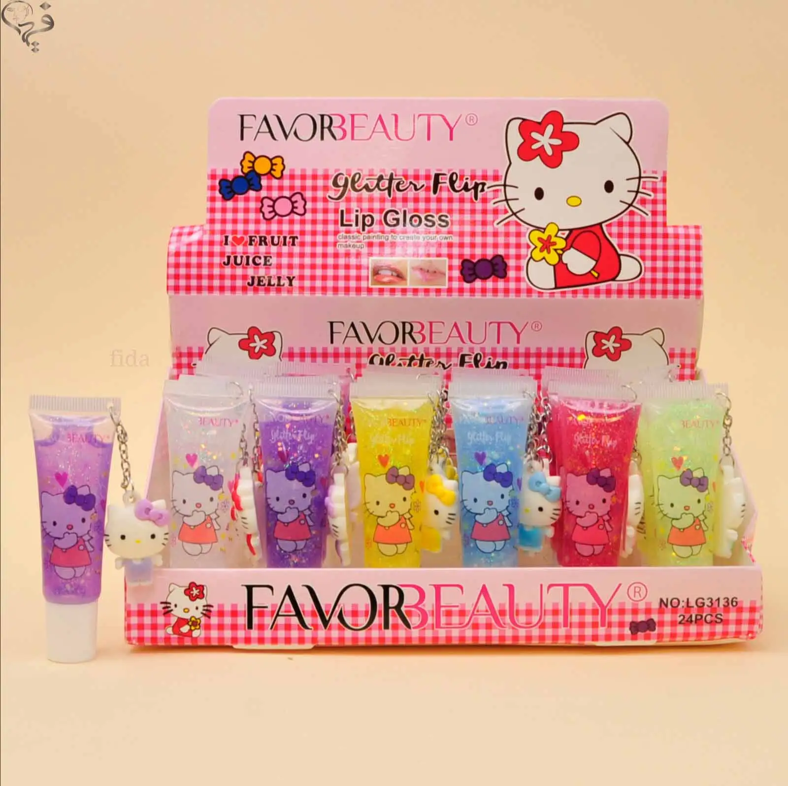 برق لب آویز دار هلو کیتی فیور بیوتی Favor beauty 