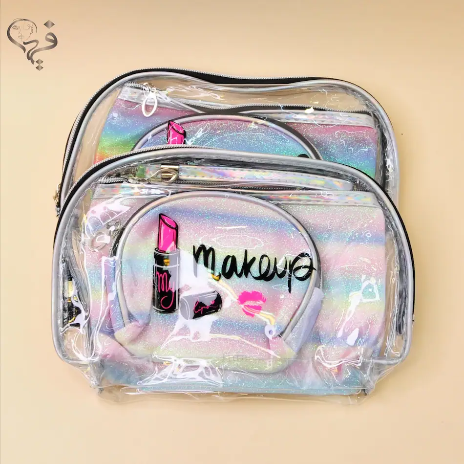 کیف آرایشی 3 تیکه طرح میکاپ و پورلاو makeup & purlove
