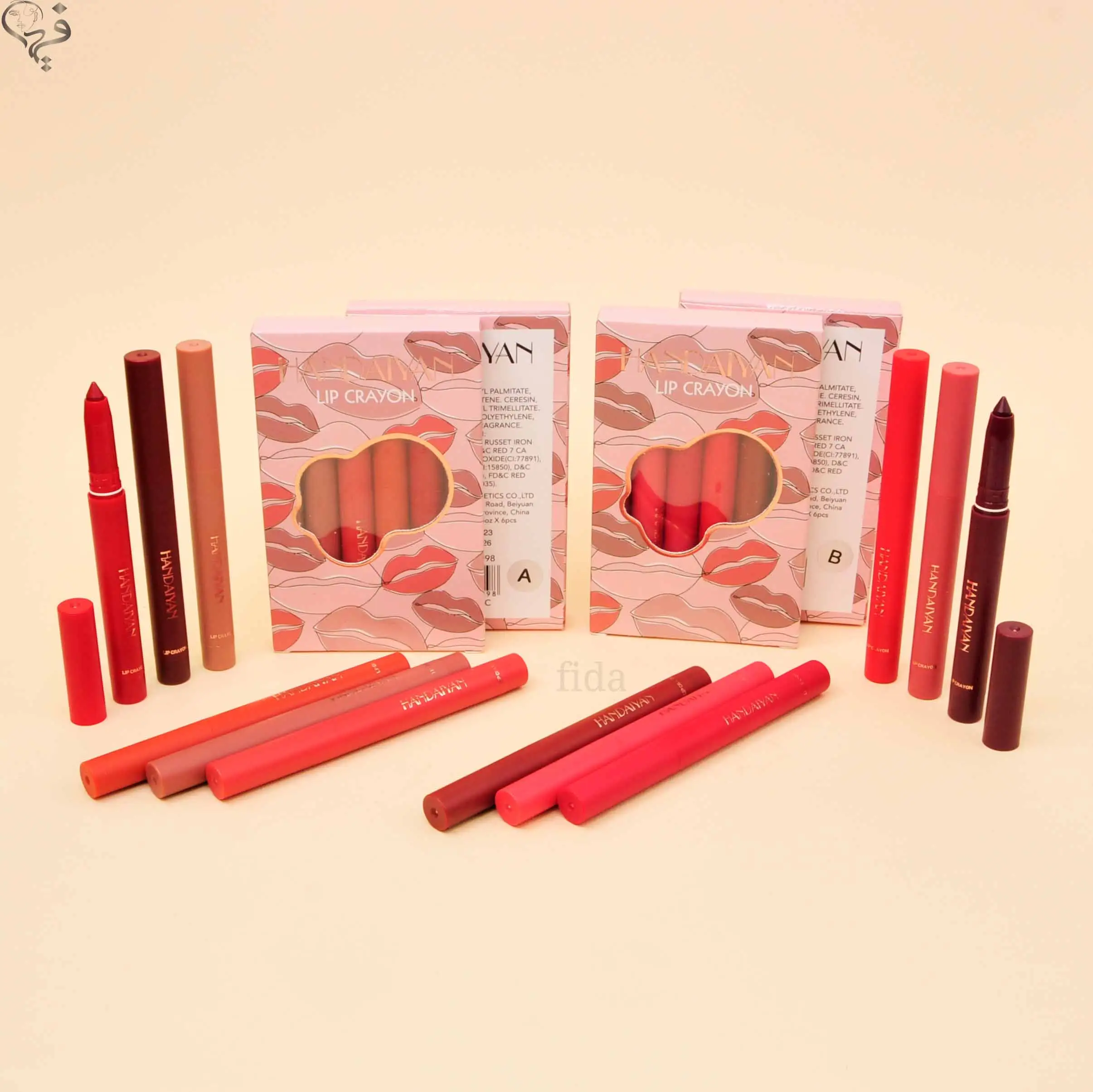 پک رژ مدادی 6 عددی پیچی هندیان Handiyan 